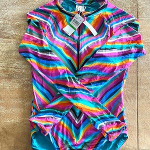 NWT Trina Turk Louvre half-zip paddle suit size large